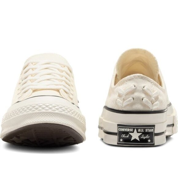 Converse Chuck 70 Ox Chevron Embroidered Sneakers Lace Up Low Top Egret Size 8.5 - Picture 2 of 9